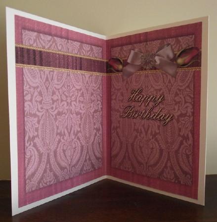 Double Rose Plum Birthday A5 Card Insert by Lady Rosemary Warboys