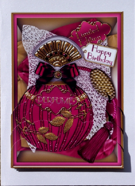 Pink Sapphire Perfume Birthday Scallop Bottom 7x5in Stacker by Lady Rosemary Warboys