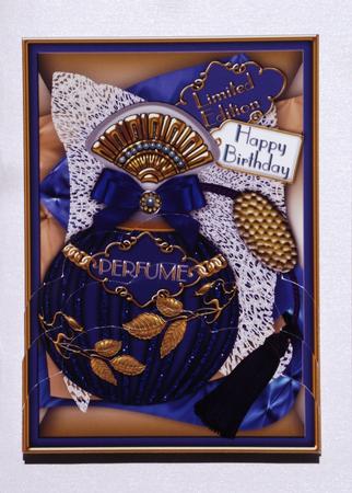 Blue Sapphire Perfume Birthday Scallop Bottom 7x5in Stacker by Lady Rosemary Warboys
