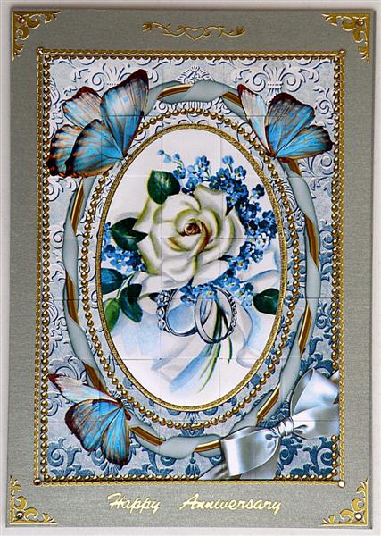 White Butterfly Roses 7x5inch 3D Paper Weaving Sheet by Lady Rosemary Warboys