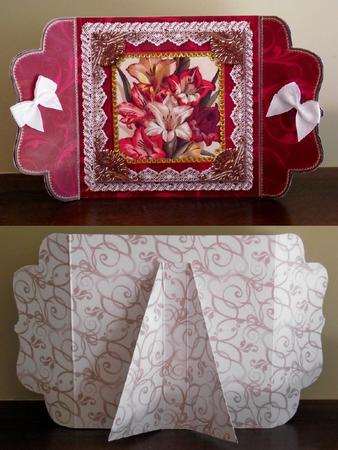 Colourful Lillies Lace Bracket Wrap Card by Lady Rosemary Warboys
