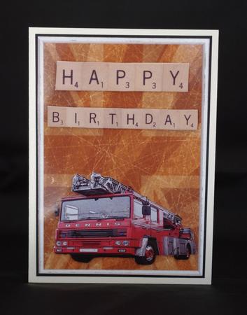 Fire Engine on a Vintage Background by Lady Rosemary Warboys
