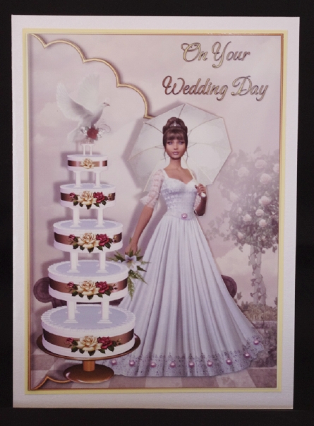 Beautiful Bride and Cake Scalloped Edge Envelope Card by Lady Rosemary Warboys