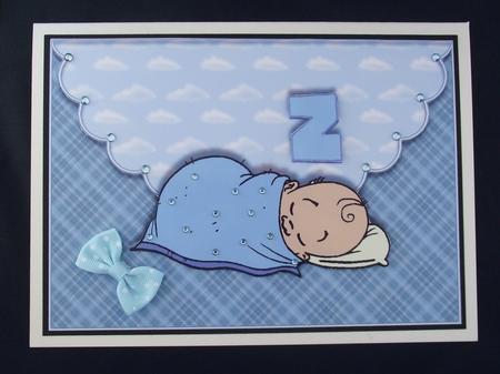 Sleeping Like a Baby Boy Scalloped Edge Envelope Card by Lady Rosemary Warboys