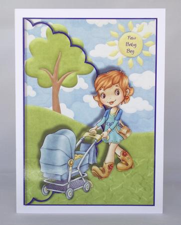 Proud Mum New Baby Boy Scalloped Edge Envelope Card by Lady Rosemary Warboys
