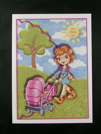 Proud Mum New Baby Girl Scalloped Edge Envelope Card by Lady Rosemary Warboys