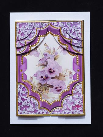 Purple Pansies Diamond 7x5in All 4 Corner Stacker by Lady Rosemary Warboys