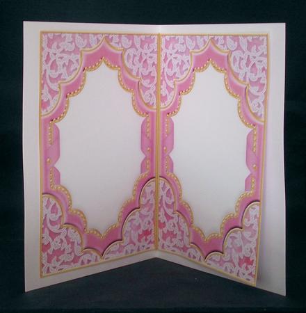 Pink Rose Ornate Diamond 7x5in Matching Card Insert by Lady Rosemary Warboys