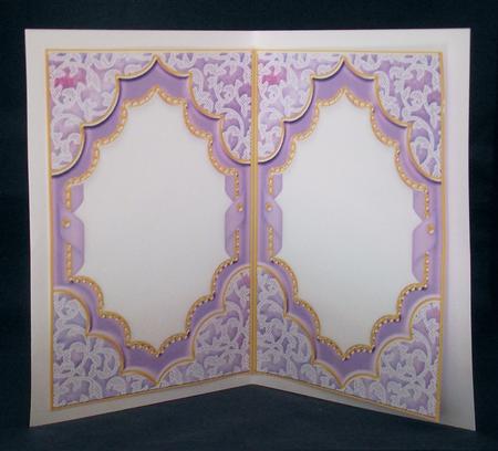 Purple Pansies Ornate Diamond 7x5in Matching Card Insert by Lady Rosemary Warboys