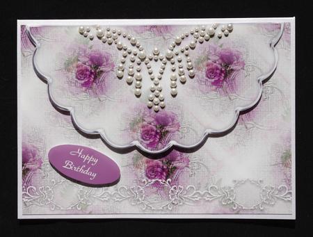 Textured Roses & Pearls Envelope Card by Lady Rosemary Warboys