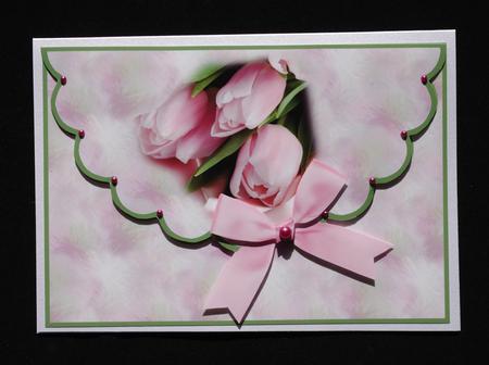 Pink Tulips Envelope Card Front by Lady Rosemary Warboys
