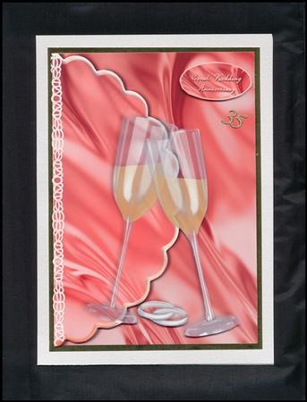 35th Coral Wedding Anniversary Scalloped Edge Envelope Card by Lady Rosemary Warboys