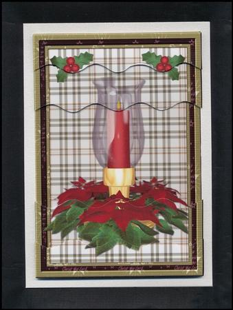 Christmas Candle with Pointsettia Wavy Side Stacker by Lady Rosemary Warboys