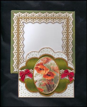 Poppies Embroidery Anglaise Scalloped 3D Decoupage Card Kit by Lady Rosemary Warboys