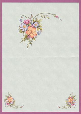Painted Flowers on Blush Green Insert by Lady Rosemary Warboys