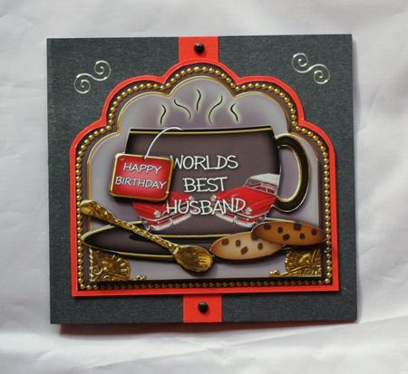 Worlds Best Husband Black Car Cup 3D Decoupage Sheet by Lady Rosemary Warboys