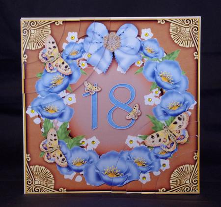 Teal N Choco Poppy 18 Butterfly Ring 6in Duo Corner Stacker by Lady Rosemary Warboys