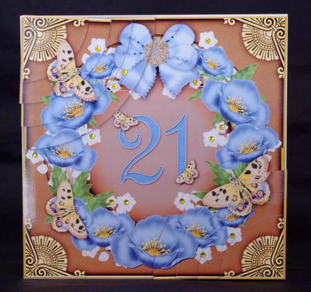 Teal N Choco Poppy 21 Butterfly Ring 6in Duo Corner Stacker by Lady Rosemary Warboys