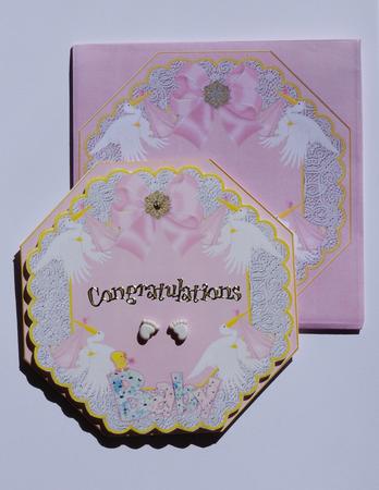 Baby Girl Pink Lace Octagon Decoupage Card Kit by Lady Rosemary Warboys