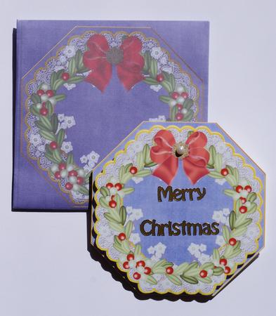 Mistletoe Blue Lace Octagon Decoupage Card Kit by Lady Rosemary Warboys