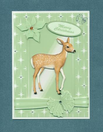 Little Reindeer in Green Star Frame by Lady Rosemary Warboys