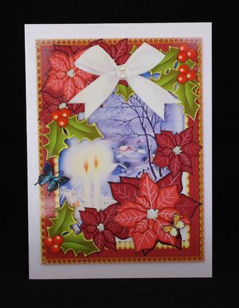 Inside Out Card Poinsettias and Holly by Lady Rosemary Warboys