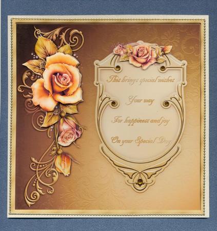 Rustic Roses Square Card Front with Step by Step by Lady Rosemary Warboys