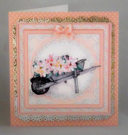 8 x 8 Flower Filled Wheelbarrow Kit with 3D Decoupage by Lady Rosemary Warboys