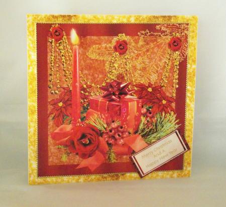 Decorated Christmas Candle with Poinsettias by Lady Rosemary Warboys
