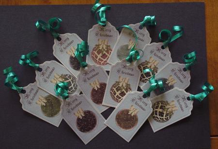 12 Tags with Christmas Baubles 3 by Lady Rosemary Warboys