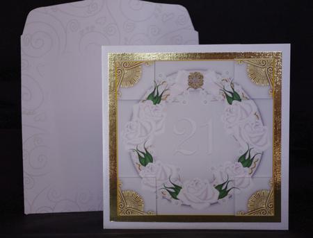 White Roses 21 Ring 8inch Picture Sheet by Lady Rosemary Warboys
