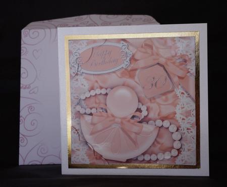 8 x 8 30th Birthday Perfume Lace N Pearls Scalloped Corner by Lady Rosemary Warboys