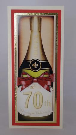 Large Dl 70th Champers in a Box Quick Card 3D Decoupage by Lady Rosemary Warboys