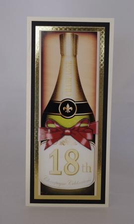 Large Dl 18th Champers in a Box Quick Card 3D Decoupage by Lady Rosemary Warboys