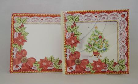 Elegant Tree Red Poinsettia Mini Card Envelope Duo Stacker by Lady Rosemary Warboys
