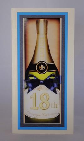 Large Dl 18th Champers in a Box Quick Card 3D Decoupage by Lady Rosemary Warboys