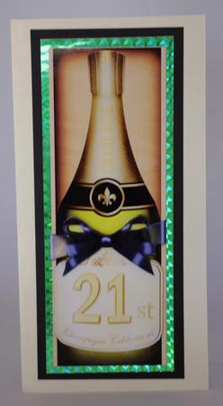 Large Dl 21st Champers in a Box Quick Card 3D Decoupage by Lady Rosemary Warboys