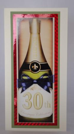 Large Dl 30th Champers in a Box Quick Card 3D Decoupage by Lady Rosemary Warboys