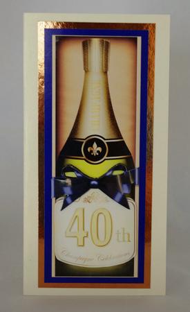 Large Dl 40th Champers in a Box Quick Card 3D Decoupage by Lady Rosemary Warboys