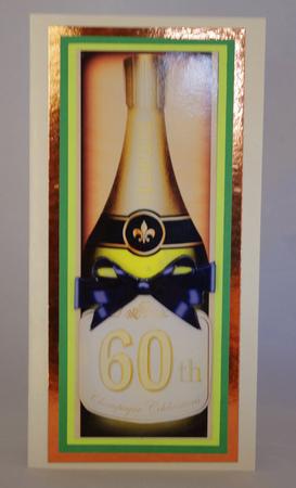 Large Dl 60th Champers in a Box Quick Card 3D Decoupage by Lady Rosemary Warboys