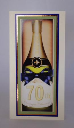 Large Dl 70th Champers in a Box Quick Card 3D Decoupage by Lady Rosemary Warboys