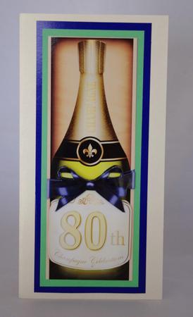 Large Dl 80th Champers in a Box Quick Card 3D Decoupage by Lady Rosemary Warboys