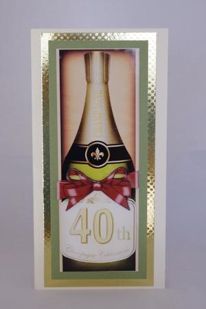 Large Dl 40th Champers in a Box Quick Card 3D Decoupage by Lady Rosemary Warboys