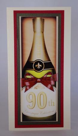 Large Dl 90th Champers in a Box Quick Card 3D Decoupage by Lady Rosemary Warboys