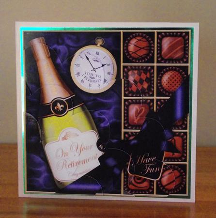 Retirement Champers N Chocs Shell Edged Corner Side Stacker by Lady Rosemary Warboys