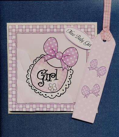 New Baby Girl Quick Card with Wavy Corner Side Stacker by Lady Rosemary Warboys