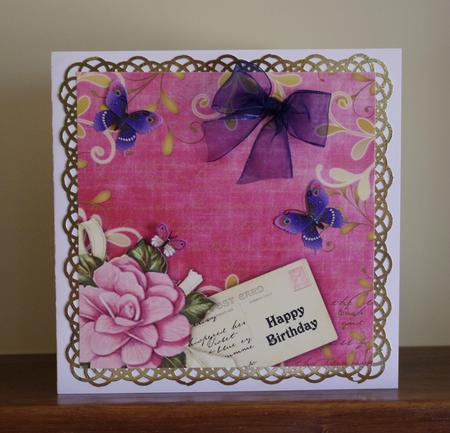 Ribbon Rose Postcard Dark Tea 8 Scrapbooking Papers Kit by Lady Rosemary Warboys