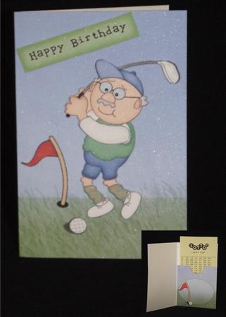 Bert Plays Golf Lottery Wallet Card by Lady Rosemary Warboys