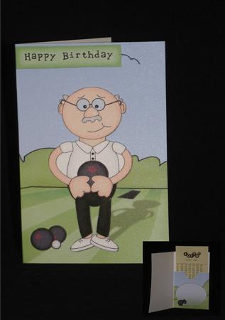 Bert Plays Bowls Lottery Wallet Card by Lady Rosemary Warboys