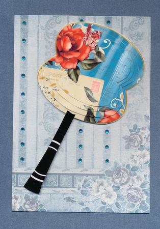 Dusky Teal Rose Swirl Fan Decoupage Topper Sheet by Lady Rosemary Warboys